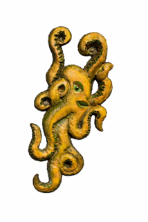 Sea Monsters cask carving — full view