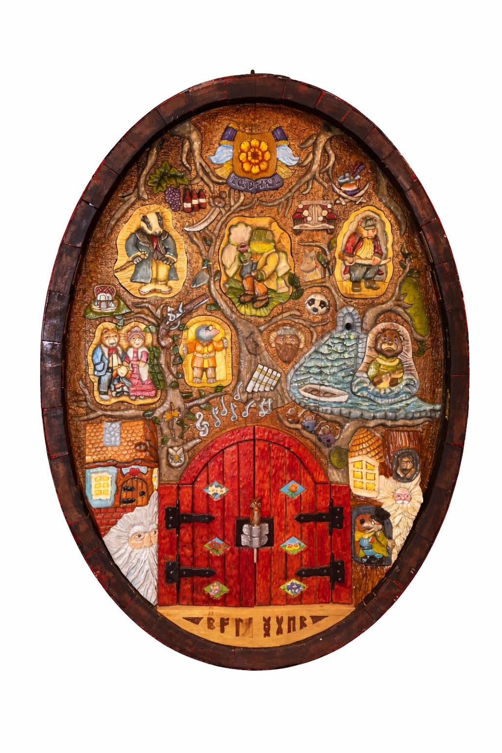 Wine cask carving artwork